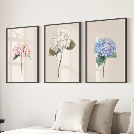 Minimalist Botanical Hydrangea Art Poster Decor