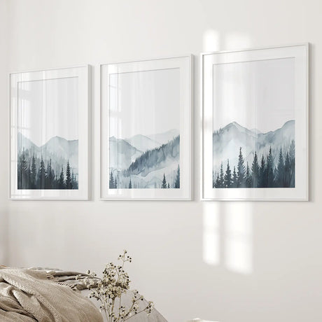Watercolor Mountain Landscape Wall Art Posters