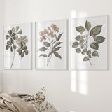 Rustic Botanical Wall Art. Vintage Flowers Prints
