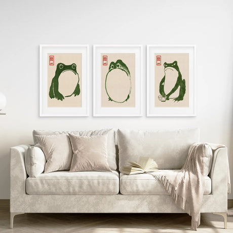 Japanese Matsumoto Hoji Frog Wall Art Print Set