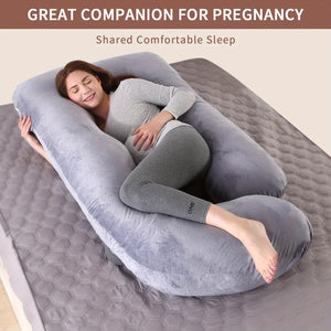 U-Shaped Full Body Pillow Side Sleeper Support Cushion 155cm Grey