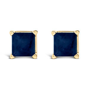 14K White Gold 5x5MM Princess Cut Purple Amethyst Solitaire Stud Earrings
