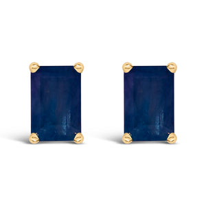 14K White Gold 6x4MM Emerald Shaped Amethyst Solitaire Stud Earrings