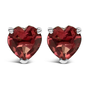14K White Gold 5MM Heart Cut Purple Amethyst Solitaire Stud Earrings