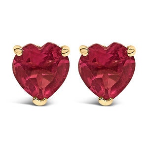 14K White Gold 5MM Heart Cut Purple Amethyst Solitaire Stud Earrings