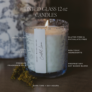 Coastal Lemon Soy Candle - Blue Tinted Glass Jar - 12 oz