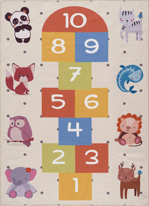 Lundy Kids Hopscotch Colorful Washable Area Rug - Clearance