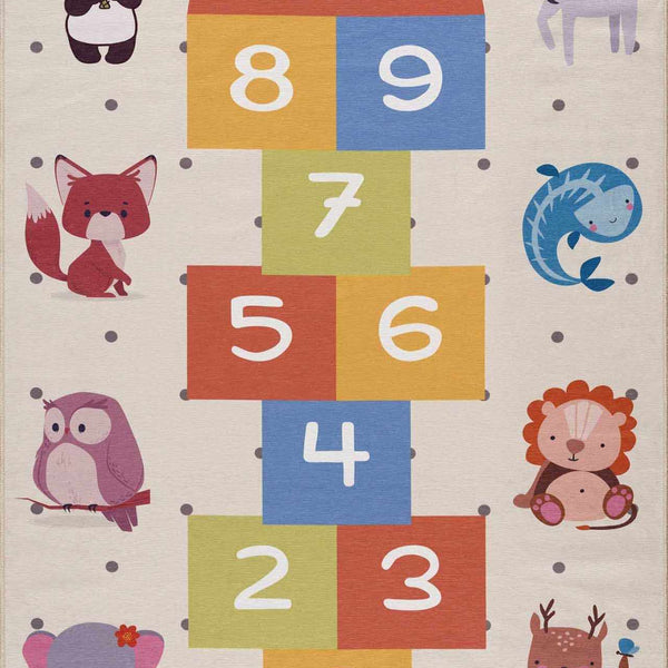 Lundy Kids Hopscotch Colorful Washable Area Rug - Clearance