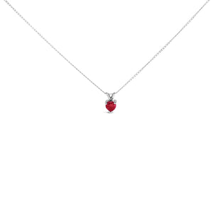 14K White Gold 5X5 MM Heart Shaped Purple Amethyst Solitaire Pendant Necklace