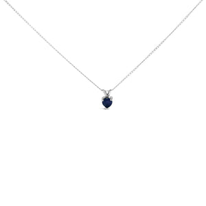 14K White Gold 5X5 MM Heart Shaped Purple Amethyst Solitaire Pendant Necklace