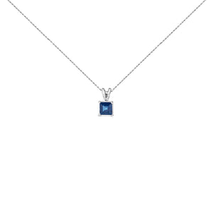 14K White Gold 5x5 MM Square Shaped Purple Amethyst Solitaire Pendant Necklace