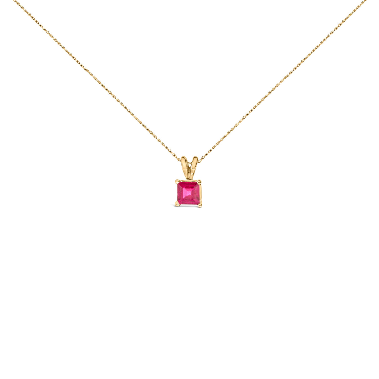14K White Gold 5x5 MM Square Shaped Purple Amethyst Solitaire Pendant Necklace