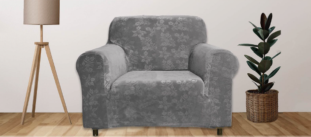 Floral Pattern Velvet Stretch Slipcover - Comes in 3 Sizes & 4 Colors!