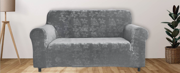 Floral Pattern Velvet Stretch Slipcover - Comes in 3 Sizes & 4 Colors!