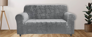 Floral Pattern Velvet Stretch Slipcover - Comes in 3 Sizes & 4 Colors!