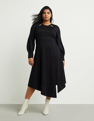 Banded-Waist Midi Dress