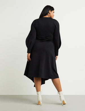 Banded-Waist Midi Dress
