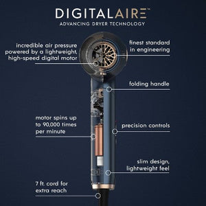 InfinitiPRO by Conair DigitalAIRE Folding Handle Hair Dryer Blue 1875 Watts - Imperfect Box