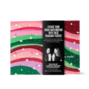 Da Bomb Bath Fizzers Bath Bomb Gift Set Rainbow Boxed Calendar Holiday Colors 12ct/18oz - Imperfect Box