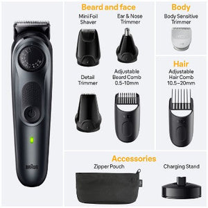 BRAUN ALL-IN-ONE STYLE KIT SERIES 5 AIO5490 RECHARGEABLE 9-IN-1 BODY, BEARD; HAIR TRIMMER - Imperfect Box