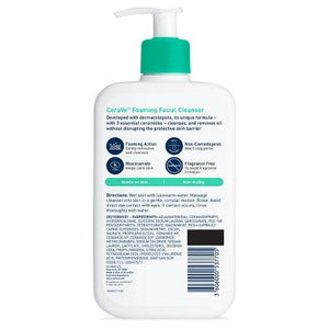 CeraVe Foaming Face Wash with Hyaluronic Acid and Niacinamide for Oily Skin 16 fl oz - Imperfect Container
