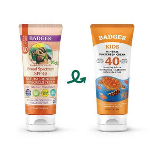 Badger Mineral Kids Sunscreen Cream SPF 40 2.9 fl.oz - Imperfect Container