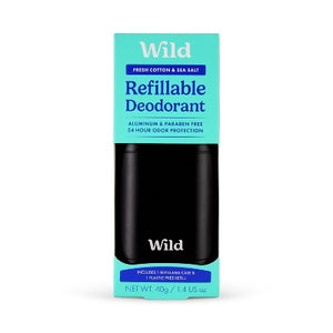 Wild Cosmetics Cream Deodorant Refill Fresh Cotton & Sea Salt with Black Case 5.29oz - Imperfect Box