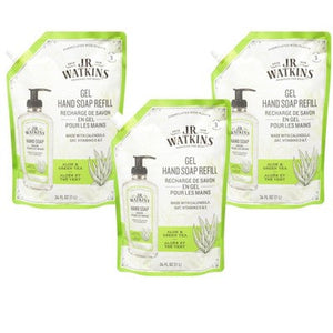 J.R. Watkins Aloe Green Tea Gel Hand Soap Refill Case of 3/34 fz - New
