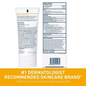 CeraVe Hydrating Mineral Face Sunscreen Lotion & SPF 30 2.5oz - Imperfect Box