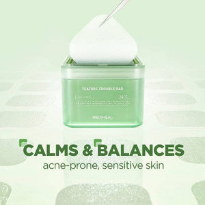 MEDIHEAL Teatree Trouble Toner Pads 100ct - New
