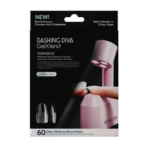 Dashing Diva Gel Xtend Starter Kit Magic Off + Remover Bundle Medium Round 60ct - Imperfect Box