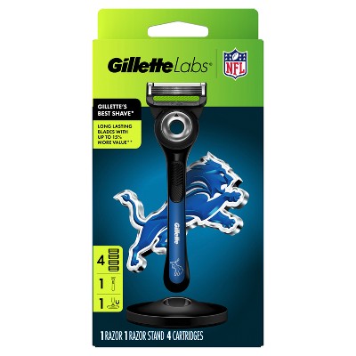 Gillette Labs Men's Special NFL Lions Edition Shaving Razor with 4 Refills and Magnetic Stand