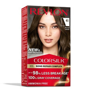 Revlon ColorSilk Permanent Hair Color with Bond Repair Complex 41 Medium Brown 4.4 fl oz - Imperfect Box