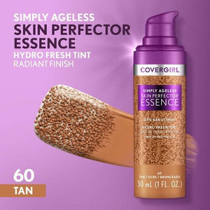 COVERGIRL Simply Ageless Skin Perfector Essence Vegan Foundation 60 Tan 1 fl oz - Imperfect Container