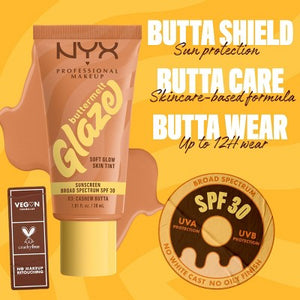 NYX Professional Makeup Buttermelt Glaze Skin Tint with SPF 30 Cashew Butta 1.01 fl oz - Imperfect Container
