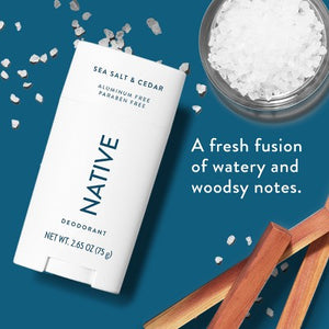 Native Solid Deodorant for Men & Women Sea Salt & Cedar Aluminum-Free 2.65oz - Imperfect Container