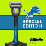 Gillette Labs Men's Special NFL Lions Edition Shaving Razor with 4 Refills and Magnetic Stand