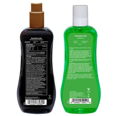 Australian Gold SPF 15 Spray Gel with Bronzer & Soothing Aloe 2ct/16 fl oz - New
