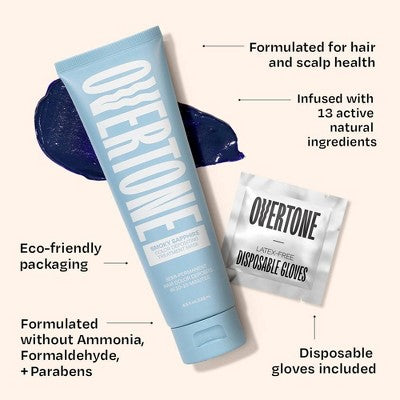 Overtone Smoky Sapphire Hair Mask- Semi-Permanent Hair Dye & Color Conditioner Misty Turquoise for Brown & Blonde Hair - New