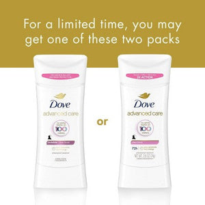 Dove Beauty Advanced Care Clear Finish 72-Hour Women's Antiperspirant & Deodorant Stick 2.6oz - Imperfect Container