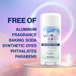 Secret Dry Feel Whole Body Deodorant Light & Fresh 2.4oz - New