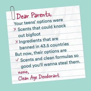 Clean Age Sandalwood AHA Deodorant + Body Spray for Teens 4 fl oz - New