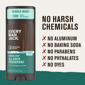 Every Man Jack All Over Solid Deodorant Coastal Surf - 2.6oz
