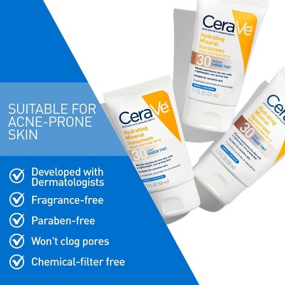 CeraVe Hydrating Mineral Tinted Face Lotion SPF 30 Medium 1.7 fl oz - Imperfect Box