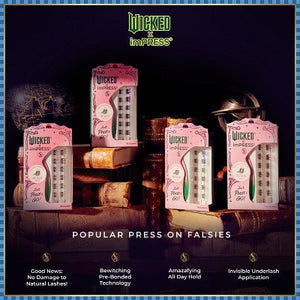 KISS Products Wicked X imPRESS Press-On Self Adhesive False Eyelashes Ozspresso 12ct - New