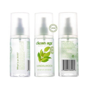 Clean Age Sandalwood AHA Deodorant + Body Spray for Teens 4 fl oz - New