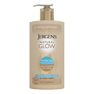 Jergens Natural Glow Hydra Gel Self Tanning Moisturizer for Face and Body Fair to Medium 8.3 fl oz - New