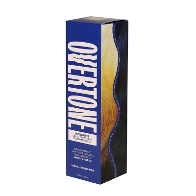 Overtone Indigo Iris Hair Mask Semi-Permanent Hair Dye & Color Conditioner Blue for Brown & Blonde Hair - New