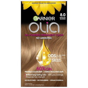Garnier Olia Oil Permanent Hair Color 8.0 Medium Blonde 1 kit 6.3 fl oz - Imperfect Box