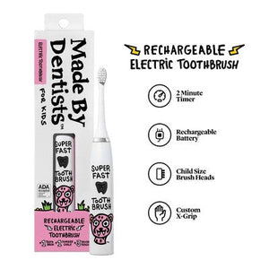 Made by Dentists Kids; Rechargeable Electric Toothbrush with 2 Replacement Toothbrush Heads Cheetah - New
